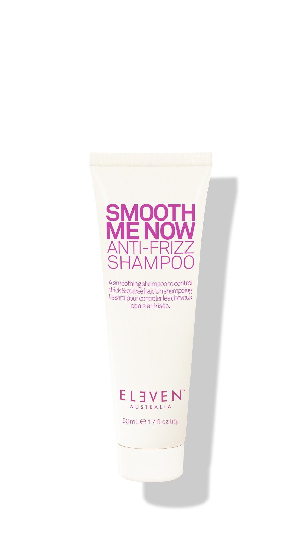 ELEVEN Hair SMOOTH ME NOW ANTI-FRIZZ SHAMPOO fights the two main causes of frizz – damage and dryness. The formula strengthens the hair shaft with protein while helping hair retain moisture. Thick and coarse or dry and frail, this shampoo is the ultimate frizz fighter! travel size